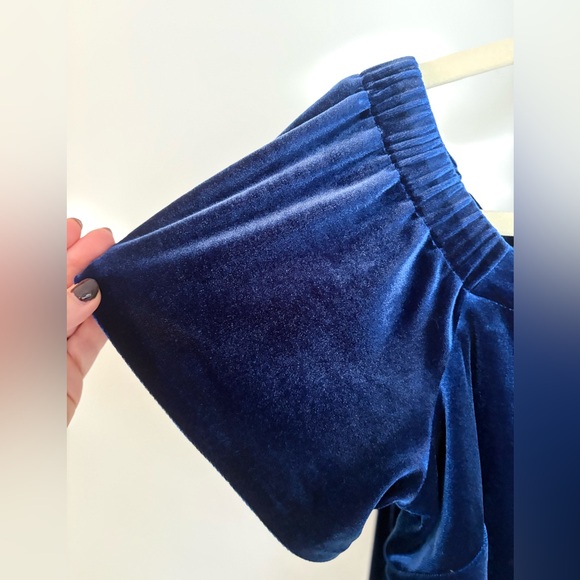 White House Black Market -- Off-the-shoulder blue velvet top - Size small - Picture 7 of 13